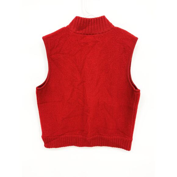 Vintage 90s Talbots Womens 100% Boiled Wool Full Zip Mock Neck Red Vest Size L - Picture 2 of 6